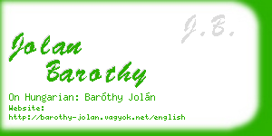 jolan barothy business card